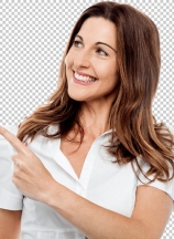 Happy smiling woman showing copyspace